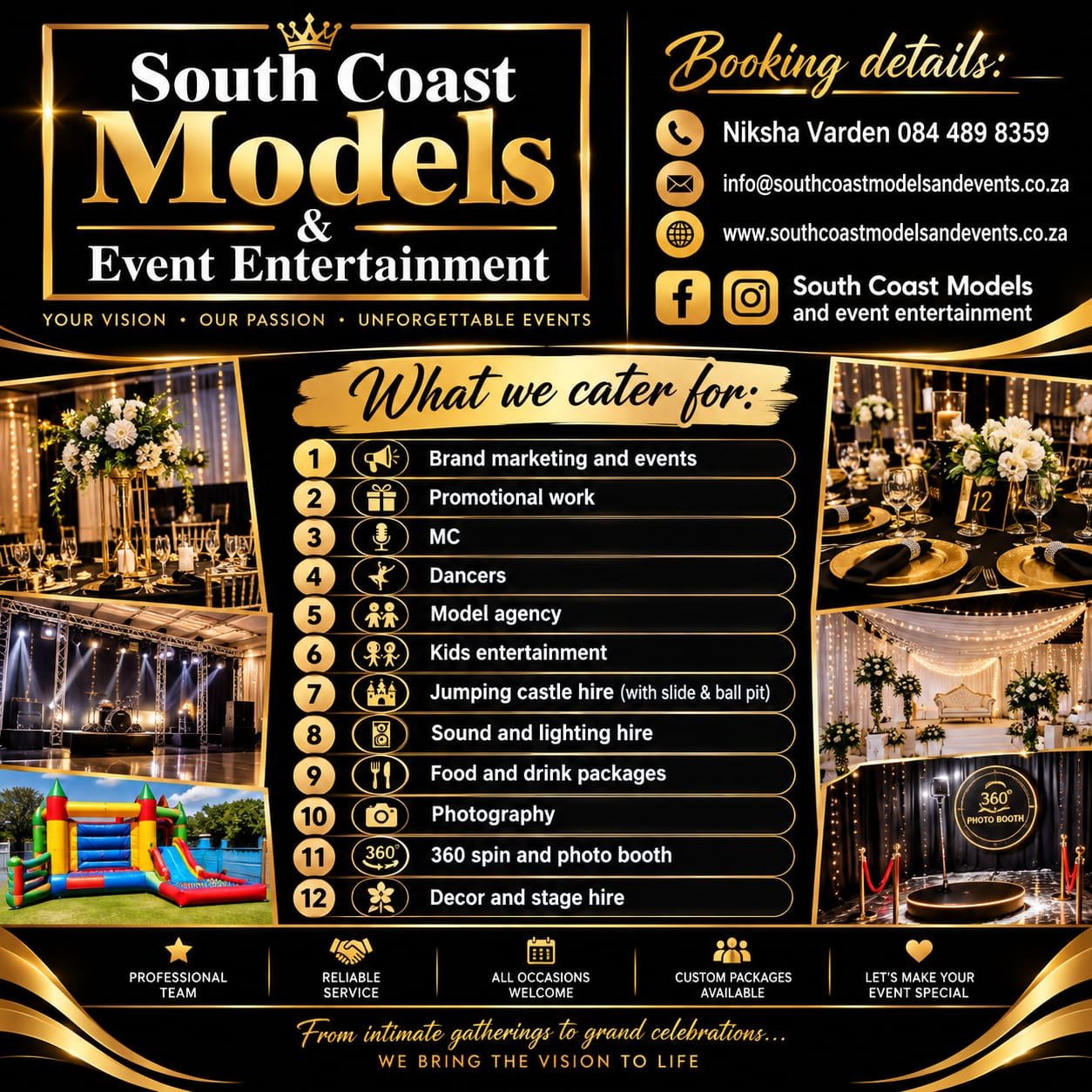 South Coast Models services and bookings